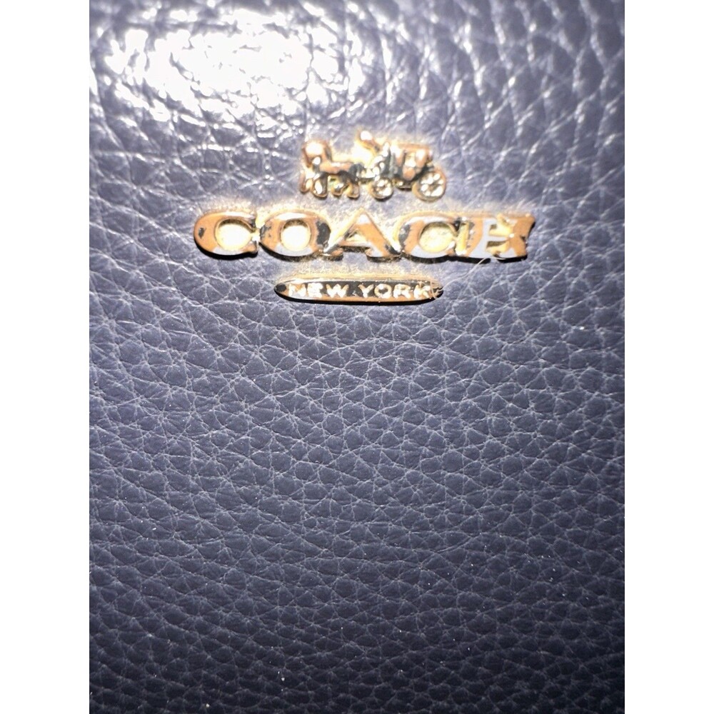 Coach Black Pebbled Leather Small Zip Around Wallet Coin Purse Gold Logo Good - Picture 6 of 8